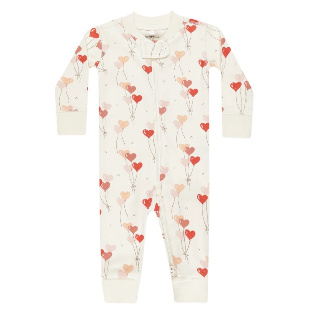 Quincy Mae Cotton Sleeper PJ in Heart Balloons 12-18m